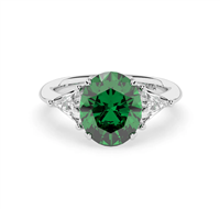 Ring Ama Woman Colore in White Gold Smeraldo sintetico AMA-AN-C3020-16-1-13-LG-S-OV